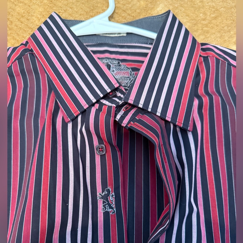 Bugatchi Red and Black Casual Button Down Shirt